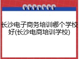 长沙电子商务培训哪个学校好(长沙电商培训学校)