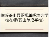 临沂苍山县正规单招培训学校在哪(苍山单招学校)
