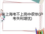 在上海考不上高中很惨(沪考失利堪忧)