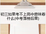 初三如果考不上高中意味着什么(中考落榜后果)