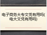 电子商务大专文凭有用吗(电大文凭有用吗)