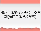 福建贵族学校多少钱一个学期(福建贵族学校学费)