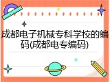 成都电子机械专科学校的编码(成都电专编码)
