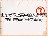 山东考不上高中的人多吗现在(山东高中升学率低)