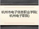 杭州市电子信息职业学院(杭州电子职院)