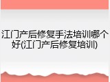 江门产后修复手法培训哪个好(江门产后修复培训)