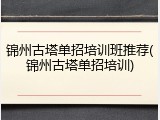 锦州古塔单招培训班推荐(锦州古塔单招培训)