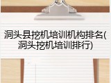 洞头县挖机培训机构排名(洞头挖机培训排行)