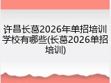 许昌长葛2026年单招培训学校有哪些(长葛2026单招培训)
