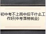 初中考不上高中后干什么工作好(中考落榜就业)