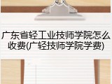 广东省轻工业技师学院怎么收费(广轻技师学院学费)