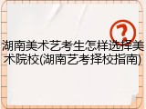 湖南美术艺考生怎样选择美术院校(湖南艺考择校指南)