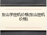东山学挖机价格(东山挖机价格)