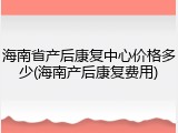 海南省产后康复中心价格多少(海南产后康复费用)