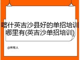 喀什英吉沙县好的单招培训哪里有(英吉沙单招培训)