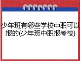 少年班有哪些学校中职可以报的(少年班中职报考校)