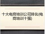 十大电商培训公司排名(电商培训十强)