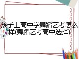 孩子上高中学舞蹈艺考怎么样(舞蹈艺考高中选择)