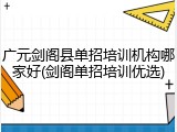广元剑阁县单招培训机构哪家好(剑阁单招培训优选)