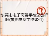 东莞市电子商务学校怎么样啊(东莞电商学校如何)