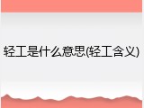 轻工是什么意思(轻工含义)