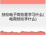 技校电子商务是学习什么(电商技校学什么)