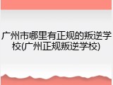 广州市哪里有正规的叛逆学校(广州正规叛逆学校)