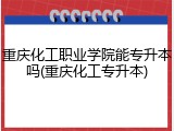 重庆化工职业学院能专升本吗(重庆化工专升本)