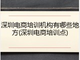 深圳电商培训机构有哪些地方(深圳电商培训点)