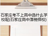 石家庄考不上高中选什么学校呢(石家庄高中落榜择校)