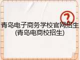 青岛电子商务学校官网招生(青岛电商校招生)
