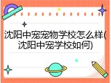 沈阳中宠宠物学校怎么样(沈阳中宠学校如何)