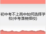 初中考不上高中如何选择学校(中考落榜择校)