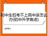 初中生怕考不上高中该怎么办(初中升学焦虑)