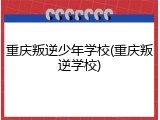 重庆叛逆少年学校(重庆叛逆学校)