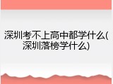 深圳考不上高中都学什么(深圳落榜学什么)