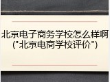 北京电子商务学校怎么样啊("北京电商学校评价")