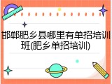 邯郸肥乡县哪里有单招培训班(肥乡单招培训)