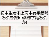 初中生考不上高中有学籍吗怎么办(初中落榜学籍怎么办)