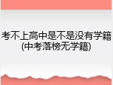 考不上高中是不是没有学籍(中考落榜无学籍)