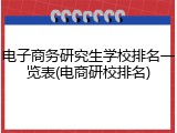 电子商务研究生学校排名一览表(电商研校排名)
