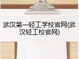 武汉第一轻工学校官网(武汉轻工校官网)
