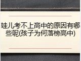 娃儿考不上高中的原因有哪些呢(孩子为何落榜高中)