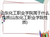 山东化工职业学院属于什么性质(山东化工职业学院性质)