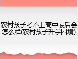 农村孩子考不上高中最后会怎么样(农村孩子升学困境)