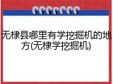 无棣县哪里有学挖掘机的地方(无棣学挖掘机)