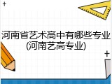 河南省艺术高中有哪些专业(河南艺高专业)