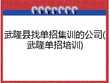 武隆县找单招集训的公司(武隆单招培训)