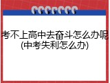 考不上高中去奋斗怎么办呢(中考失利怎么办)