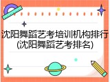 沈阳舞蹈艺考培训机构排行(沈阳舞蹈艺考排名)